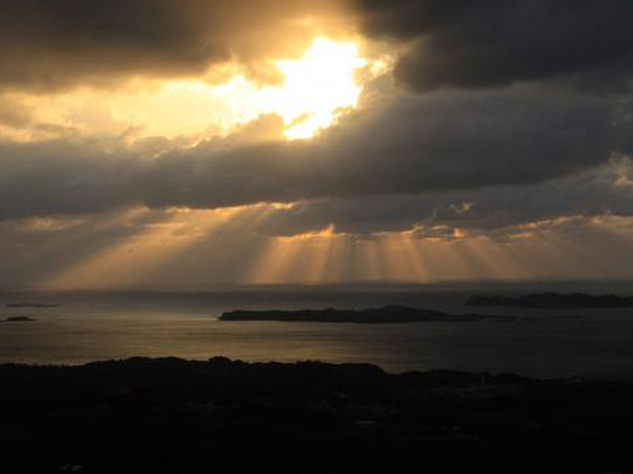 岳ノ辻展望台から夕方の風景