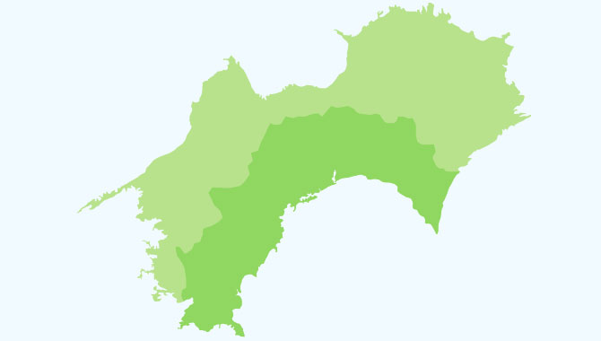 四国南部の高知県地図